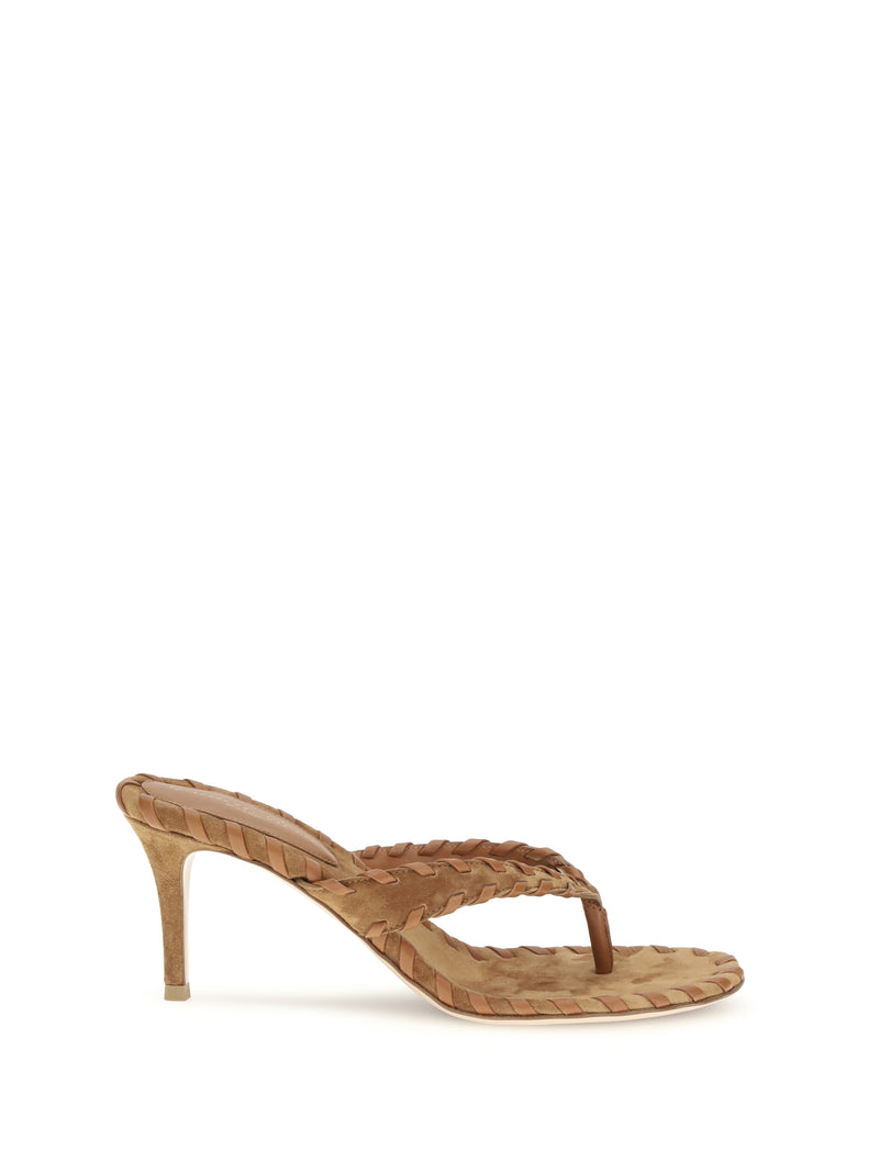 Gianvito Rossi Gianvito Rossi Suede Thong Sandals Sedona+Luggage - World Class Fashion