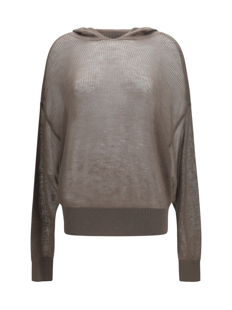 Rick Owens Rick Owens Semi-sheer Knit Hoodie Dust - World Class Fashion