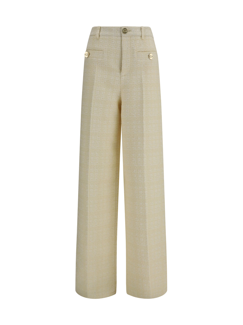 Gucci Gucci Cotton Tweed Check Pants Beige/White - World Class Fashion