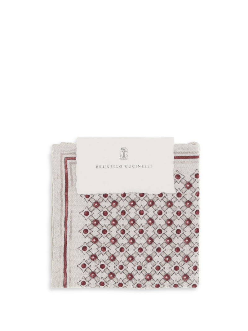 Brunello Cucinelli Brunello Cucinelli Silk Pochette Geometric Pattern CILIEGIA - World Class Fashion