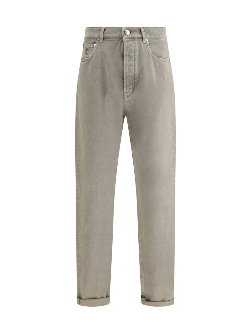 Brunello Cucinelli Brunello Cucinelli Garment-dyed Denim Pants Kaky - World Class Fashion