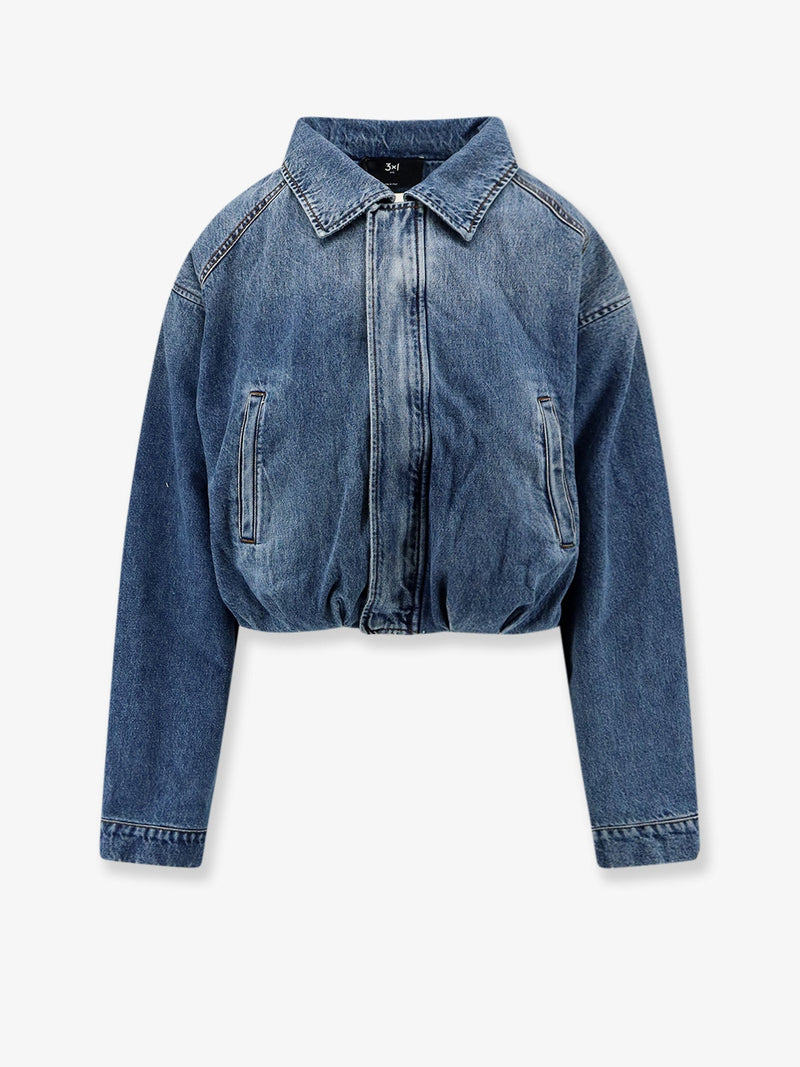3x1 3x1 Amelia Folded Cotton Denim Jacket Blue - World Class Fashion
