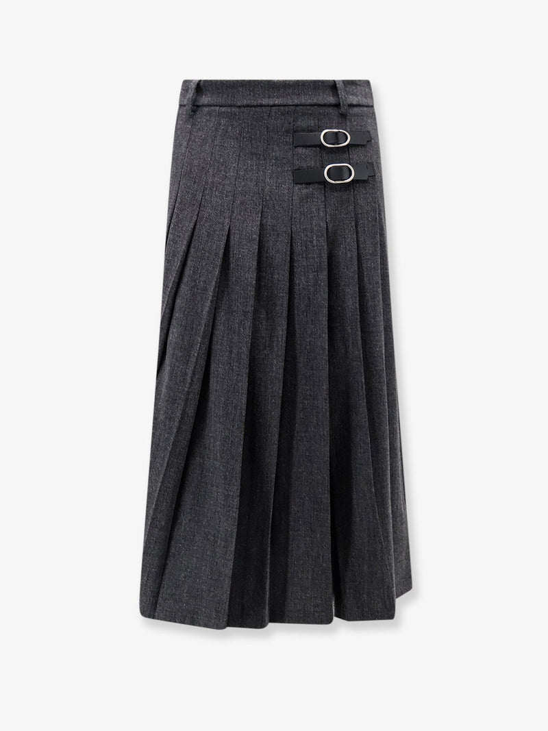 Actualee Actualee Pleated Melange Midi Skirt Grey - World Class Fashion