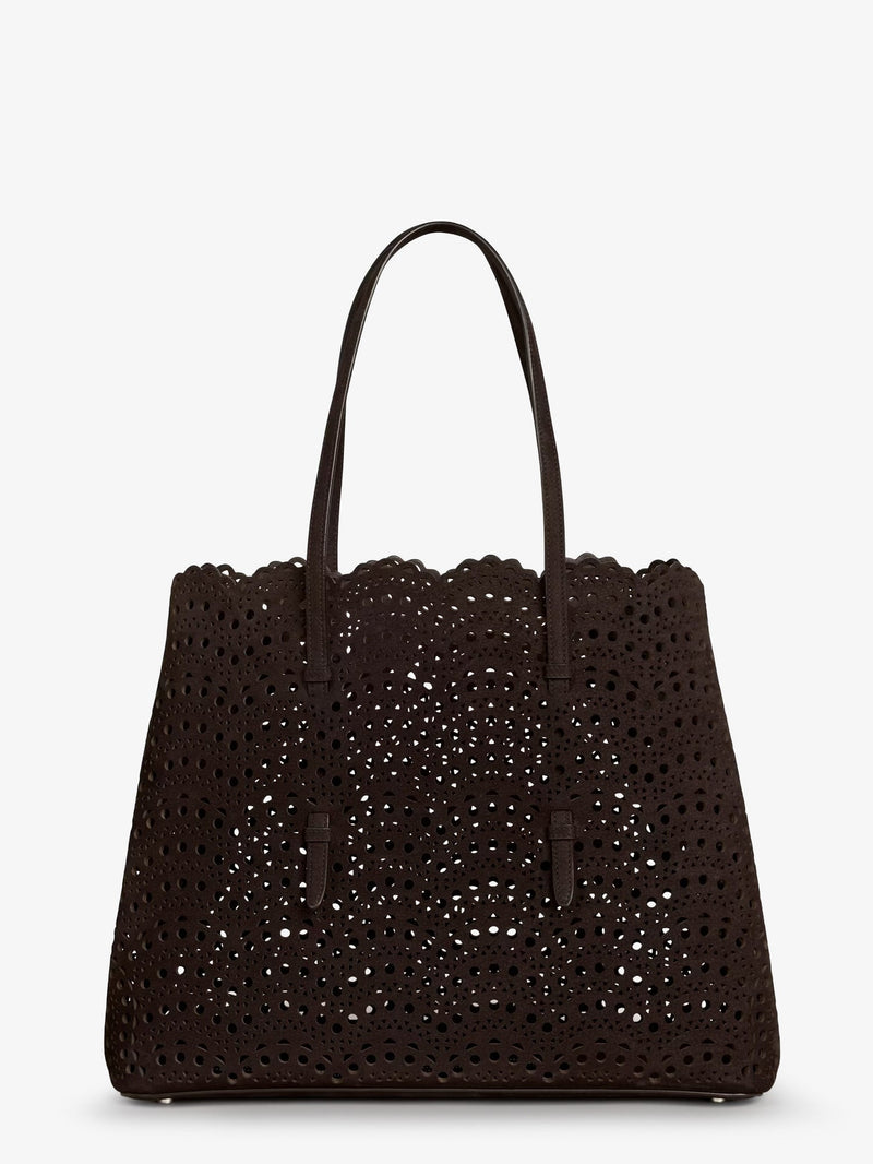 Alaia Alaia Mina 37 Leather Vienne Motif Shoulder Bag Brown - World Class Fashion