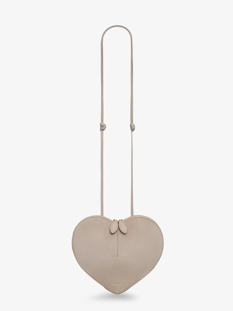 Alaia Alaia Le Coeur Suede and Leather Crossbody Bag Beige - World Class Fashion