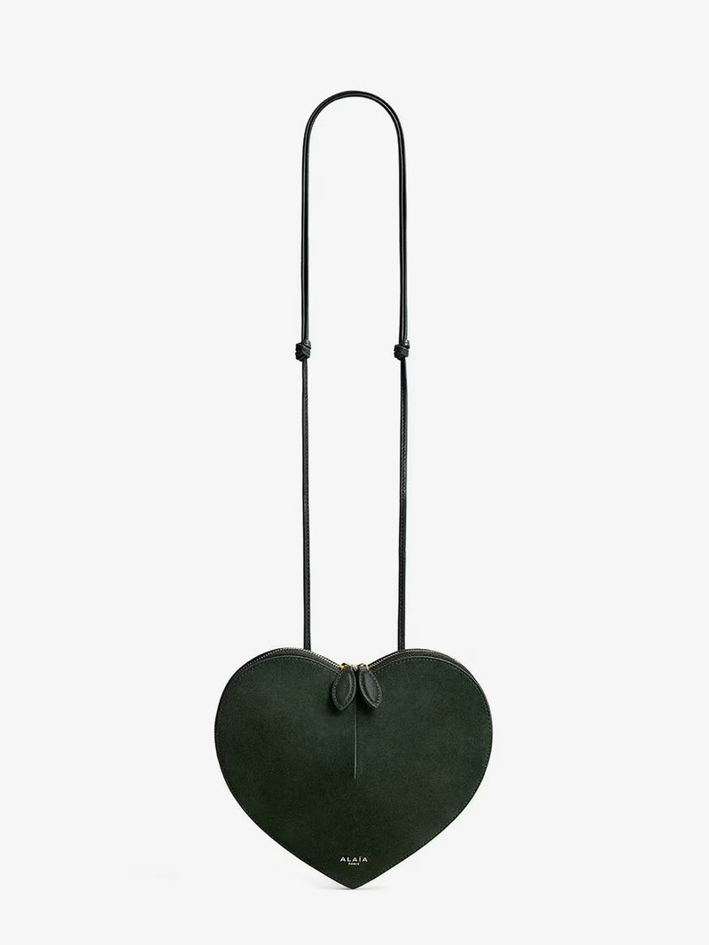Alaia Alaia Le Coeur Suede Crossbody Bag Green - World Class Fashion