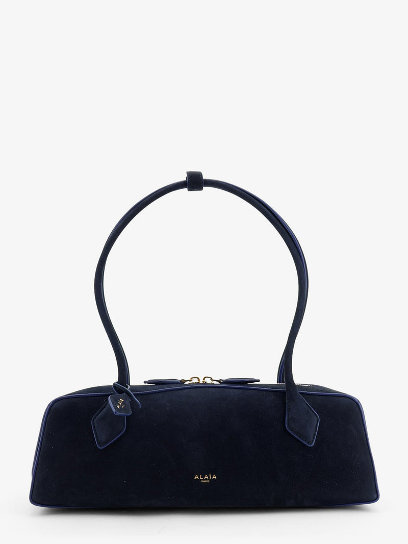 Alaia Alaia Teckel Medium Suede Shoulder Bag Blue - World Class Fashion