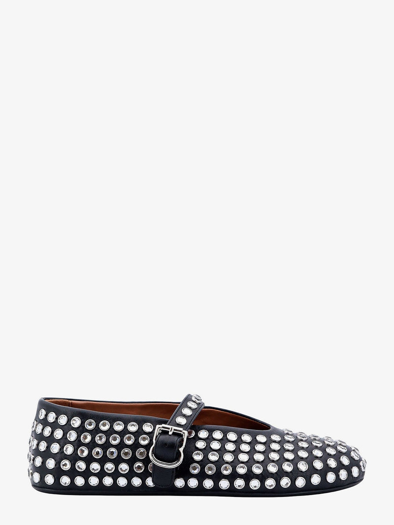 Alaia Alaia Leather Ballet Flats With Rhinestones - World Class Fashion
