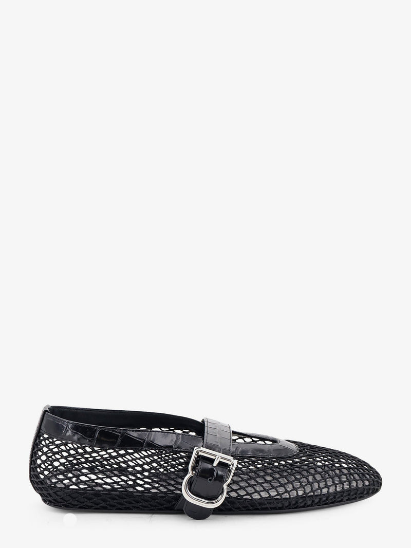 Alaia Alaia Flat Leather Ballerinas Crocodile Effect Black - World Class Fashion