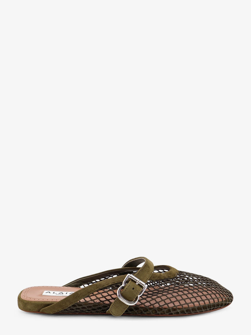 Alaia Alaia Fishnet Mesh and Leather Sandals Green - World Class Fashion