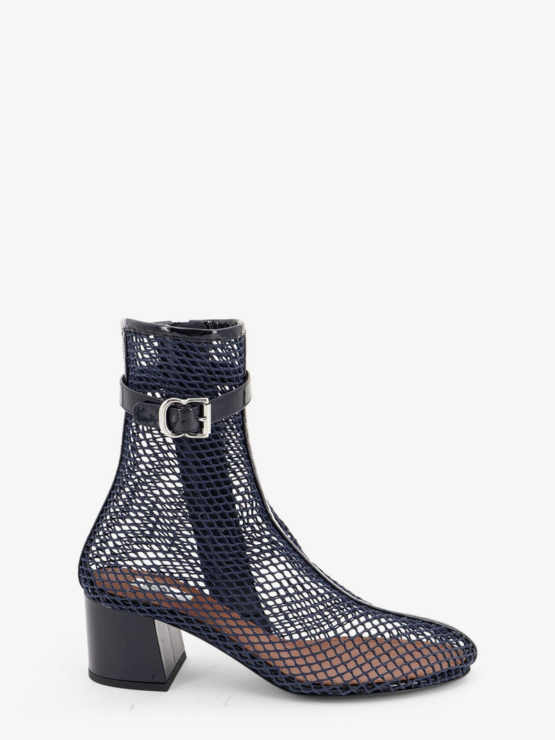 Alaia Alaia Fishnet 55 Mesh and Patent Leather Boots Blue - World Class Fashion