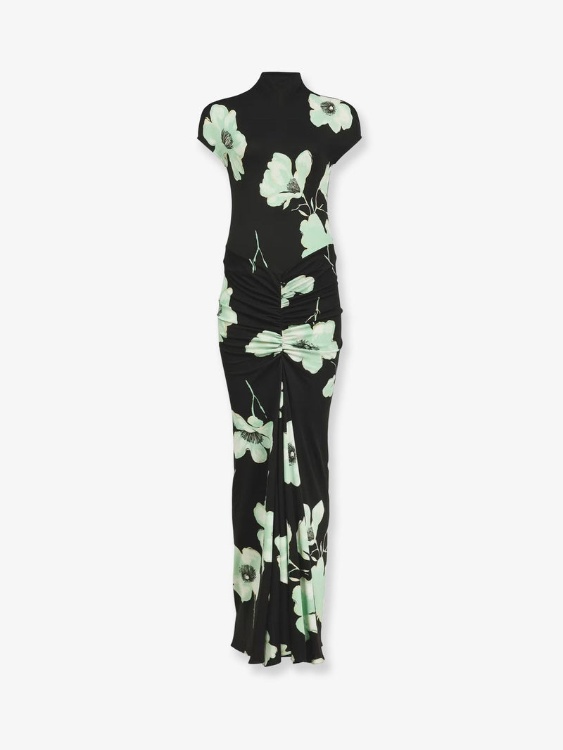 Alaia Alaia Viscose Dress with Sakura Print Green - World Class Fashion