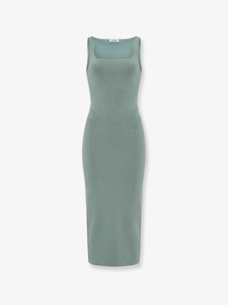 Alaia Alaia Long Silk Knit Dress Green - World Class Fashion