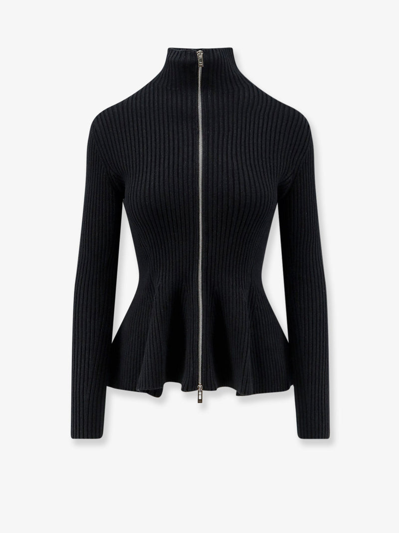 Alaia Alaia Wool Blend Ribbed Sweater Black - World Class Fashion