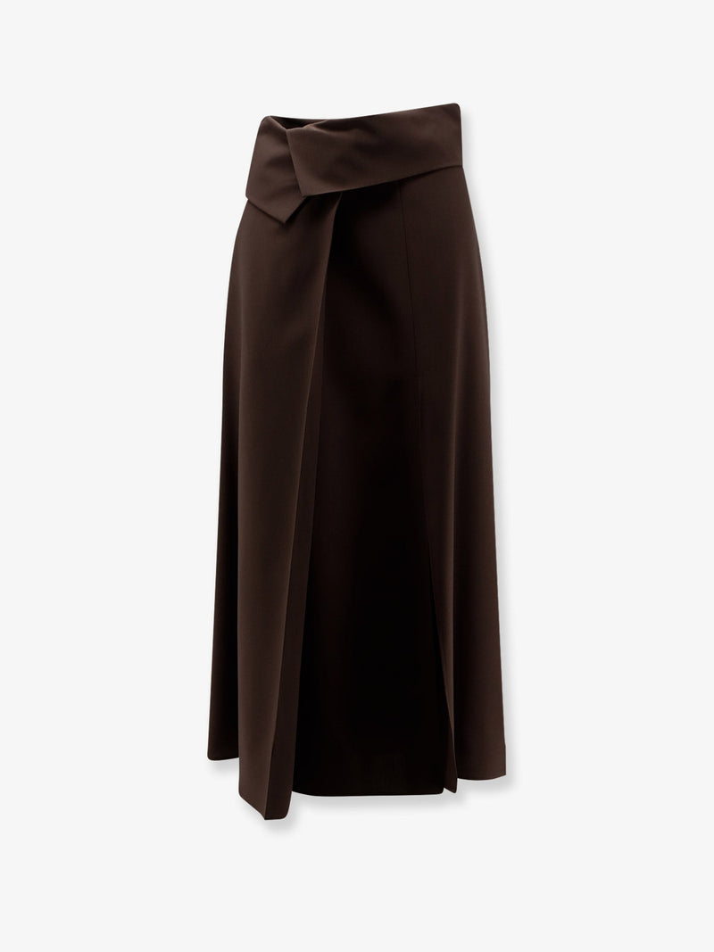 Alysi Alysi Stretch Virgin Wool Long Skirt Brown - World Class Fashion