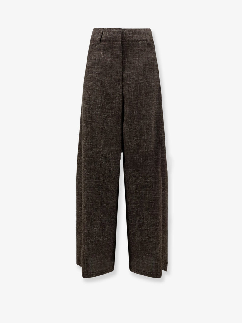Alysi Alysi Wool and Linen Blend Trousers Brown - World Class Fashion