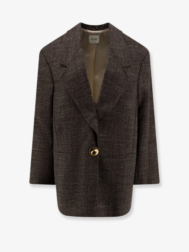 Alysi Alysi Oversize Wool and Linen Blend Blazer Brown - World Class Fashion