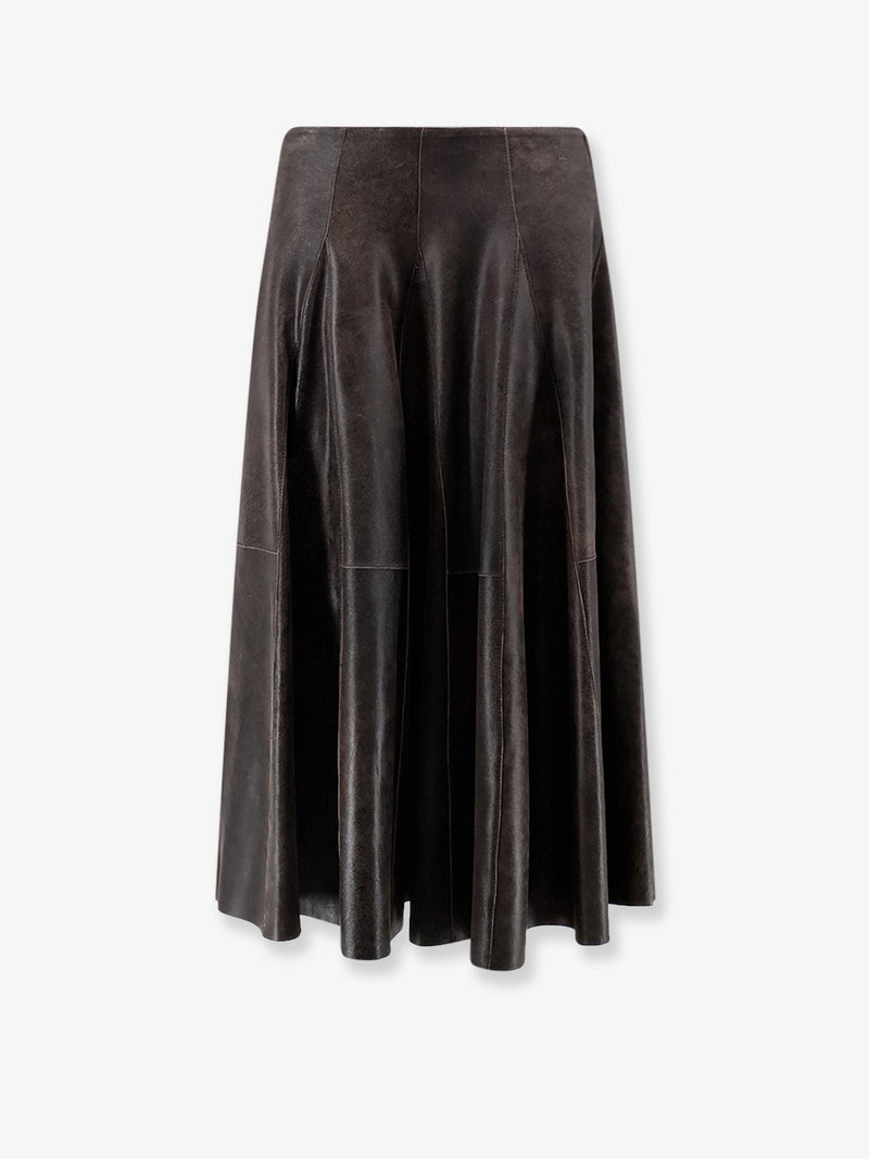 Alysi Alysi Leather Midi Skirt Brown Women - World Class Fashion