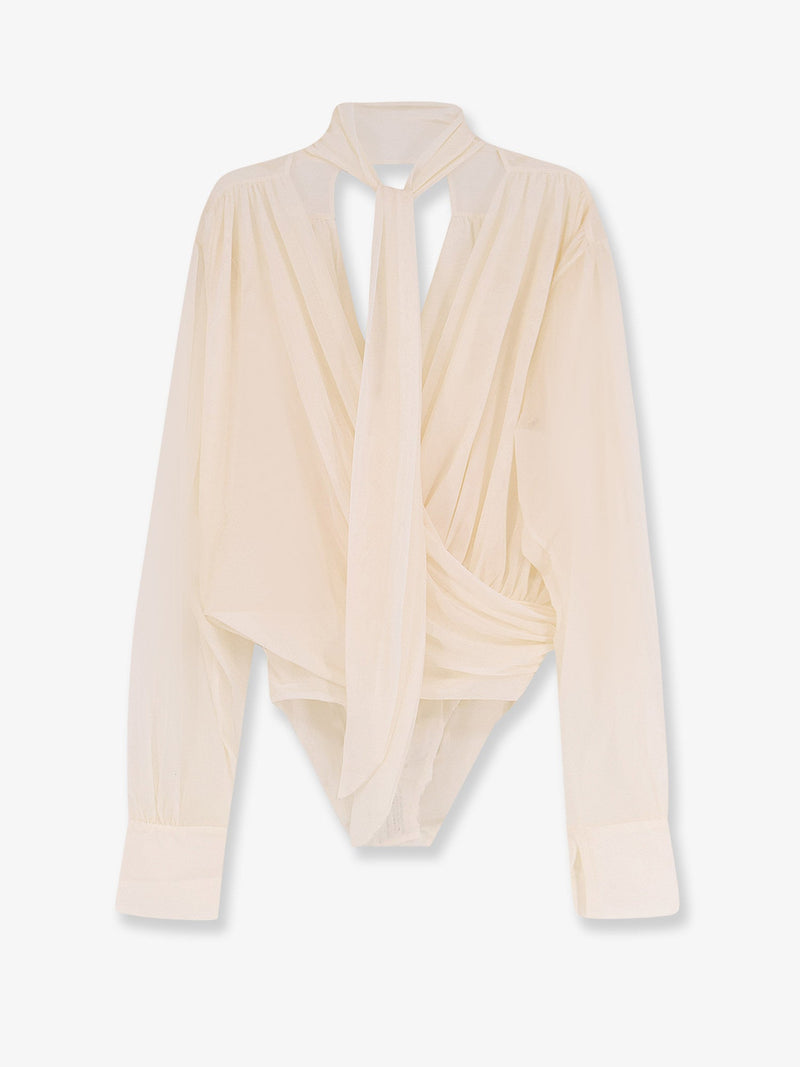 Amazuìn Amazuìn Keila Sheer Stretch Tulle Bodysuit White - World Class Fashion