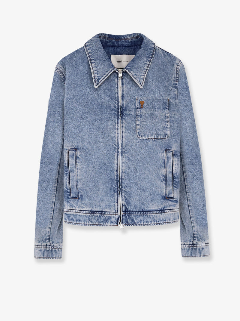 AMI Paris AMI Paris Denim Jacket with Embroidery Blue - World Class Fashion