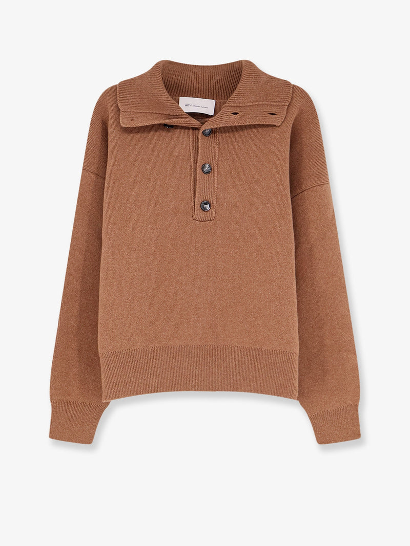 AMI Paris AMI Paris Wool Knit Cardigan Brown - World Class Fashion
