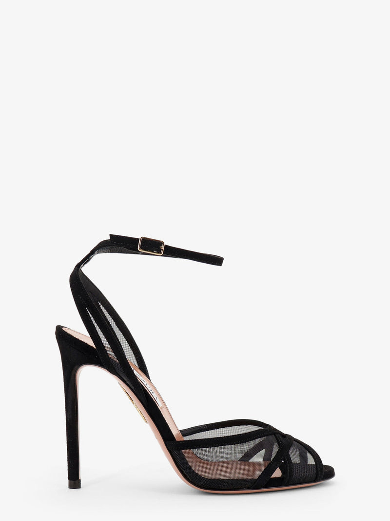 Aquazzura Aquazzura Shear Mesh and Suede Sandals Black - World Class Fashion
