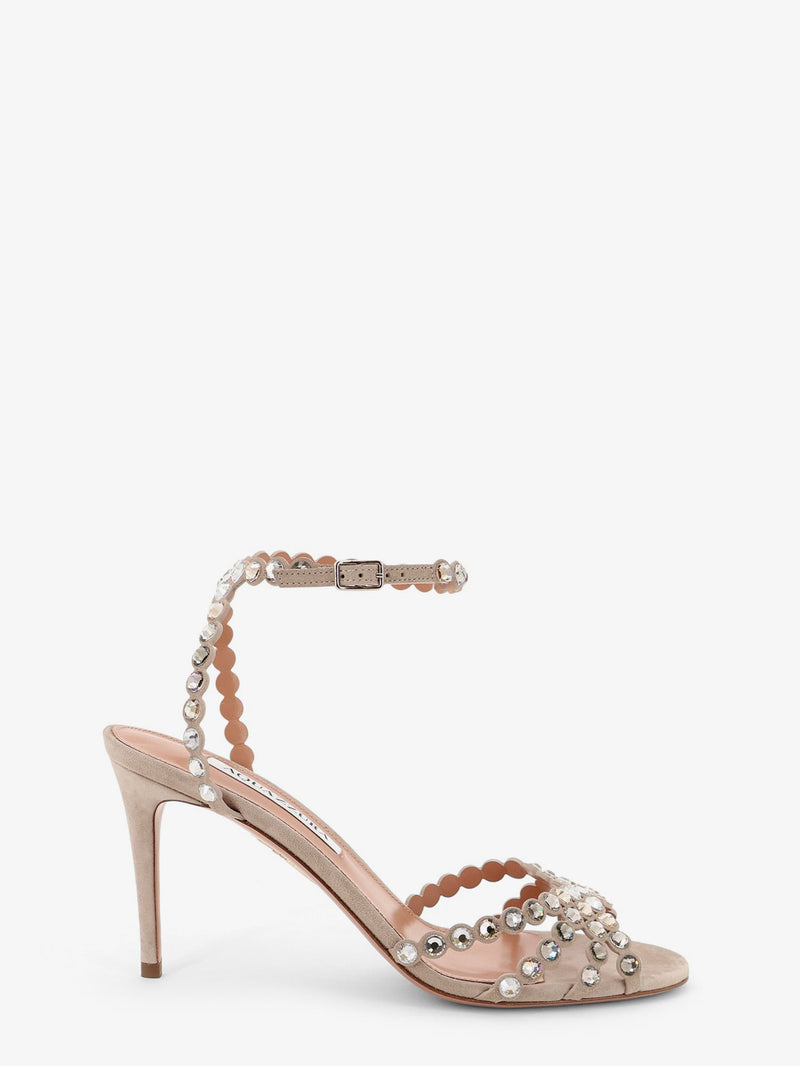 Aquazzura Aquazzura Tequila Sandals with Crystal Detail Beige - World Class Fashion
