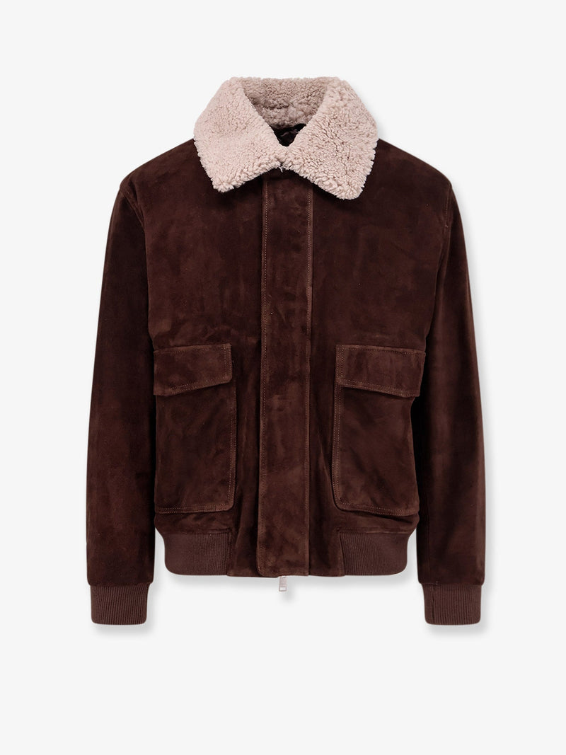 Arma Arma Suede Jacket with Fur Collar Brown - World Class Fashion