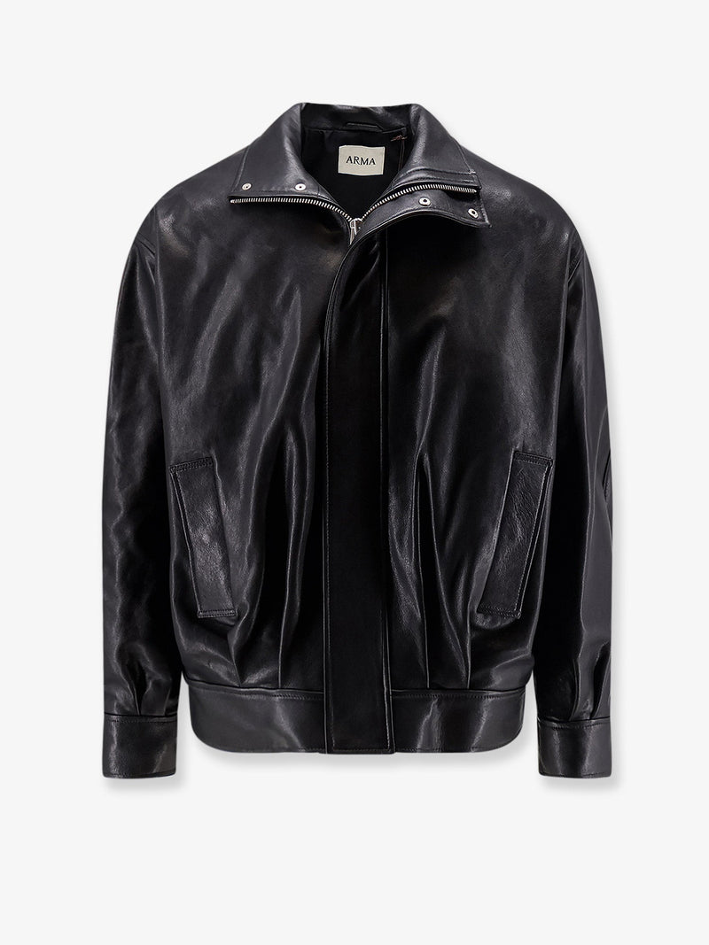 Arma Arma Paulo Black Leather Jacket Men - World Class Fashion