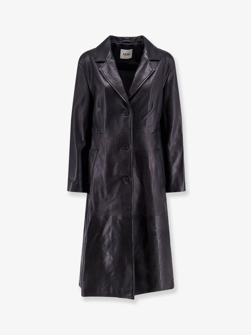 Arma Arma Asia Leather Trench Coat Black - World Class Fashion