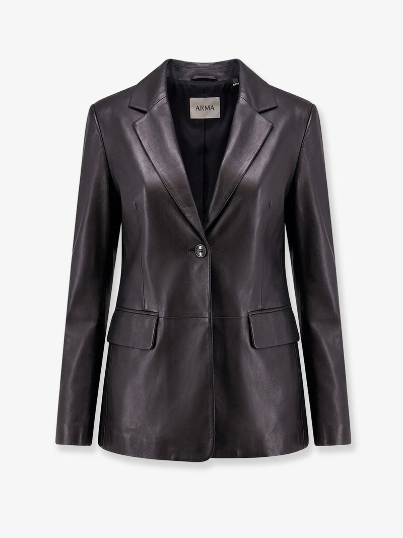 Arma Arma Sema Single-Breasted Leather Blazer Black - World Class Fashion