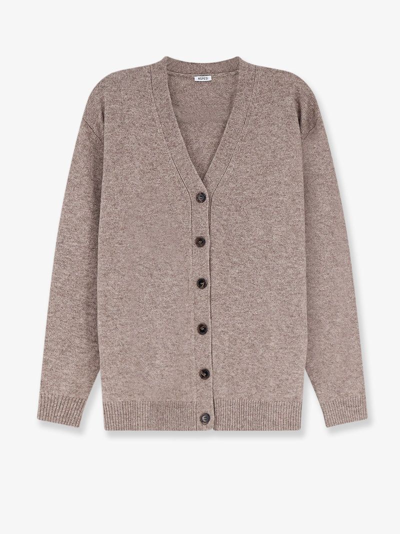 Aspesi Aspesi Wool and Cashmere Blend Cardigan Beige - World Class Fashion
