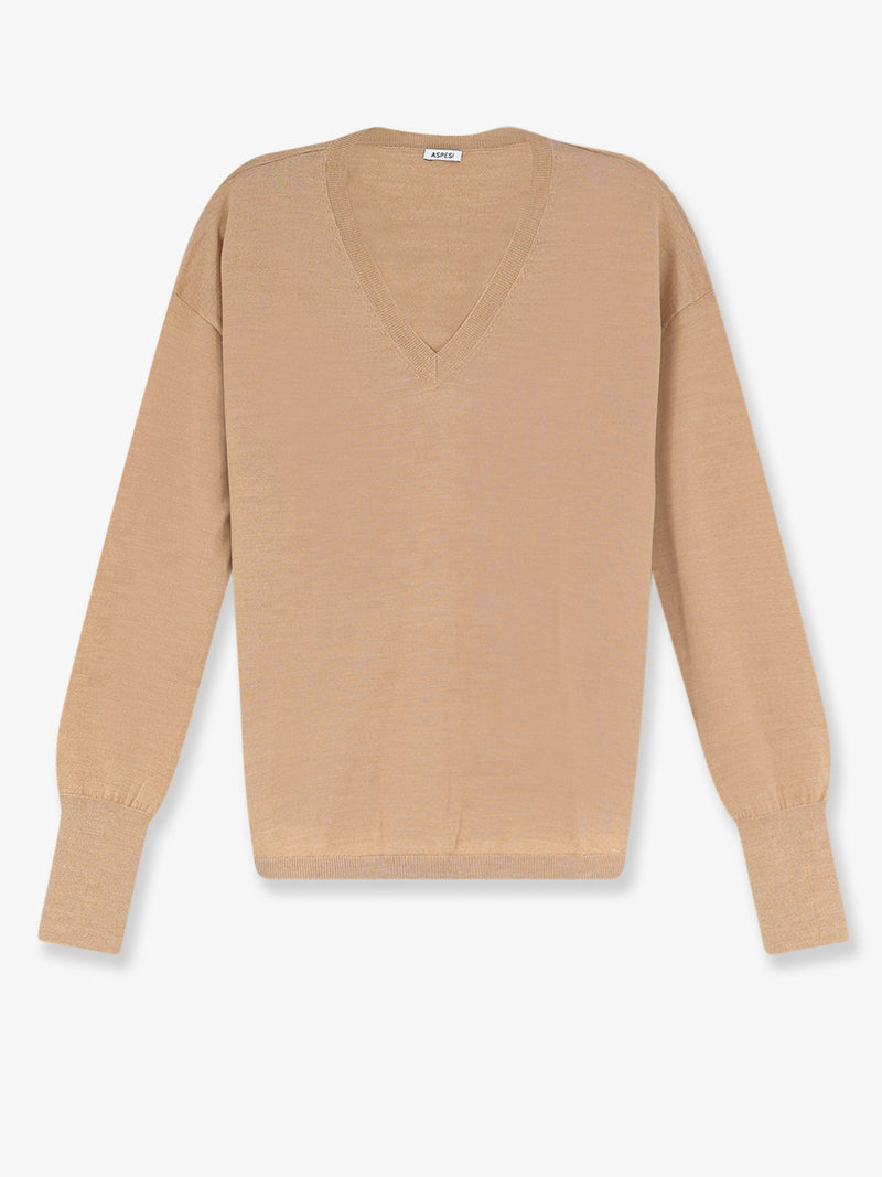 Aspesi Aspesi Virgin Wool V-Neck Sweater Beige Women - World Class Fashion