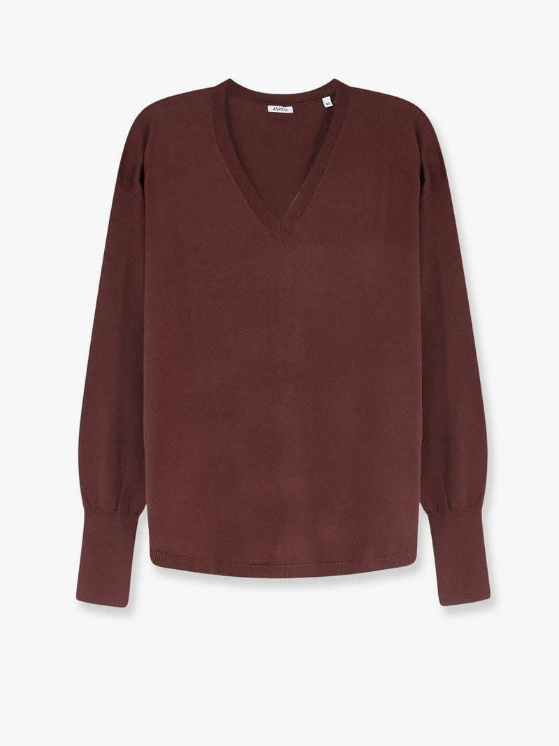 Aspesi Aspesi Virgin Wool V-Neck Sweater Brown - World Class Fashion