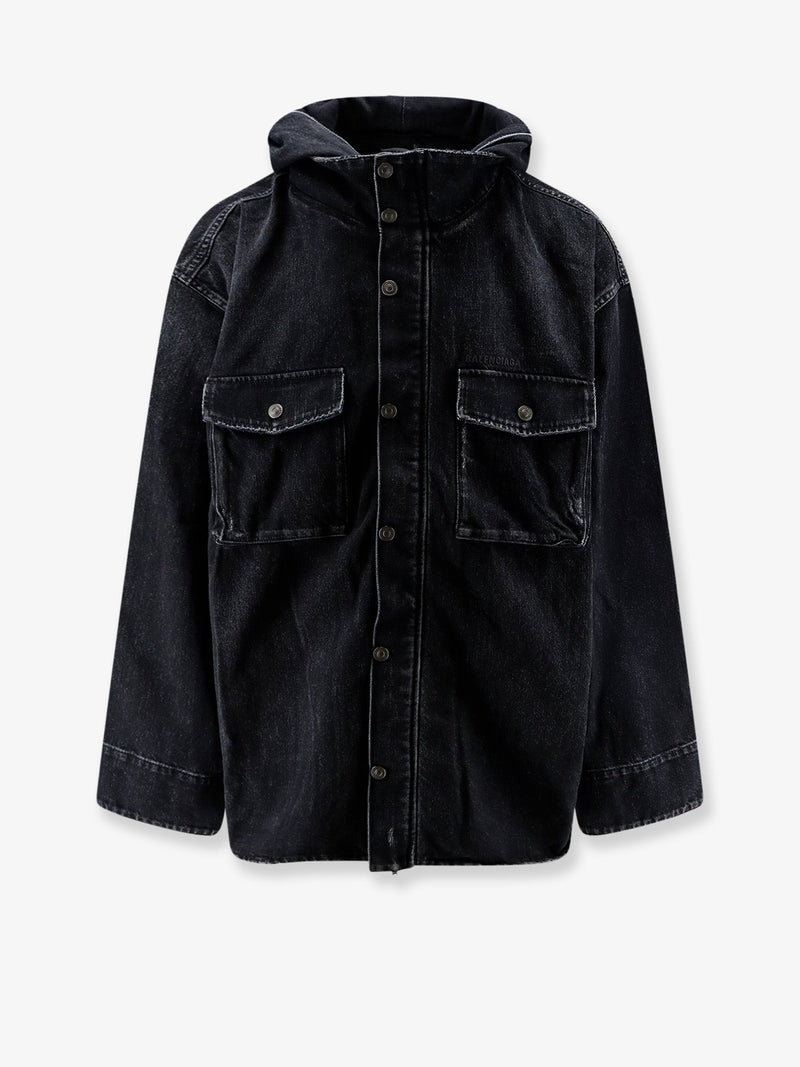 Balenciaga Balenciaga Black Denim Jacket With Embroidered Logo On The Front - World Class Fashion