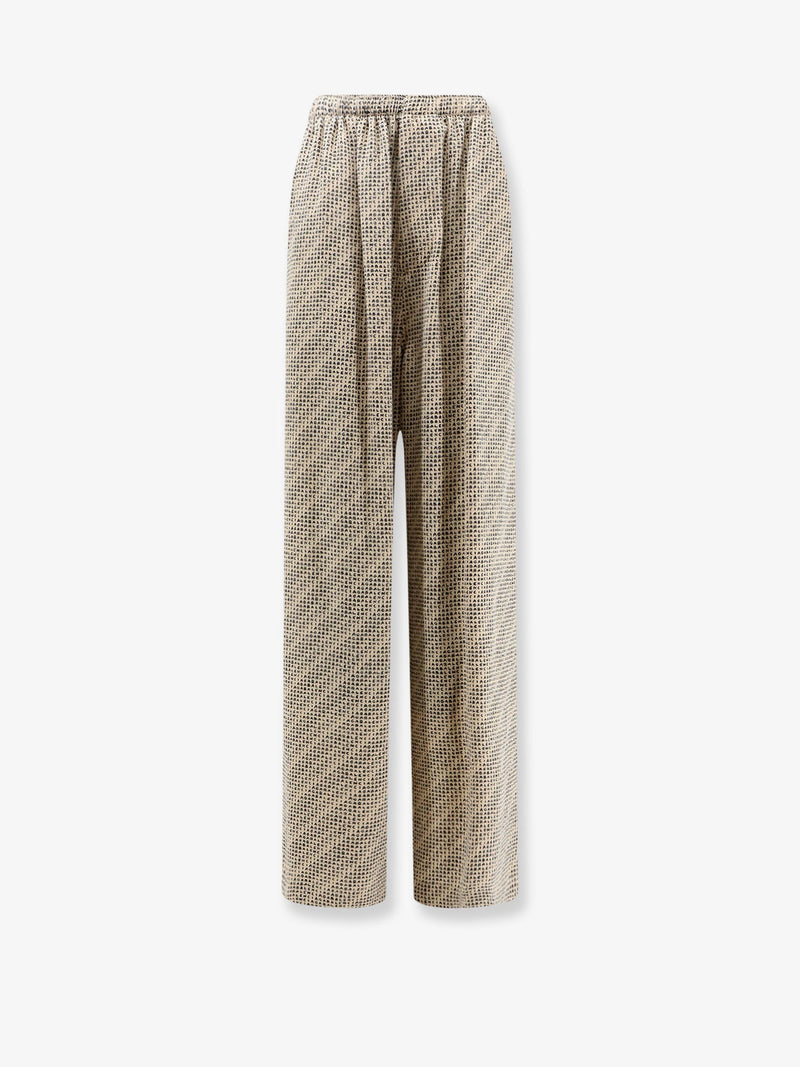 Balenciaga Balenciaga Monogram Silk Trousers Beige Women - World Class Fashion