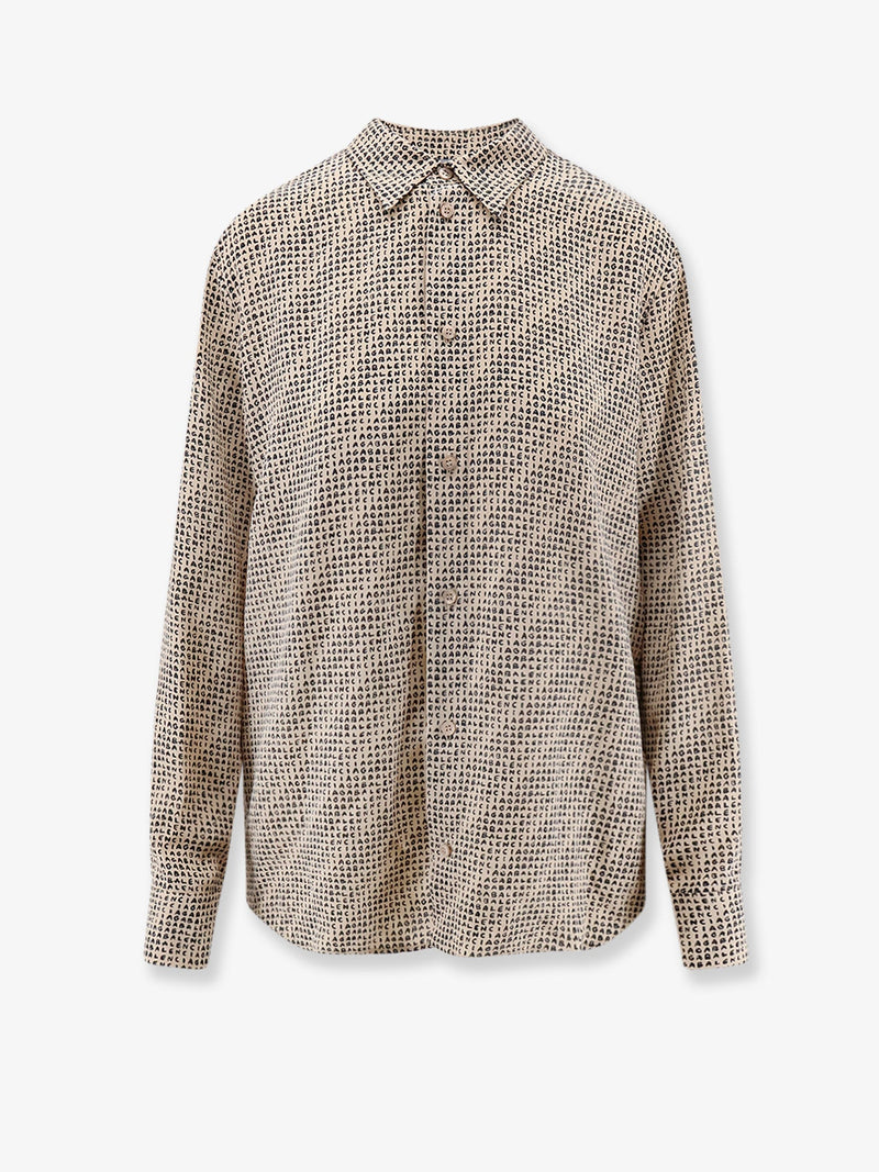 Balenciaga Balenciaga All Over Print Silk Shirt Beige - World Class Fashion