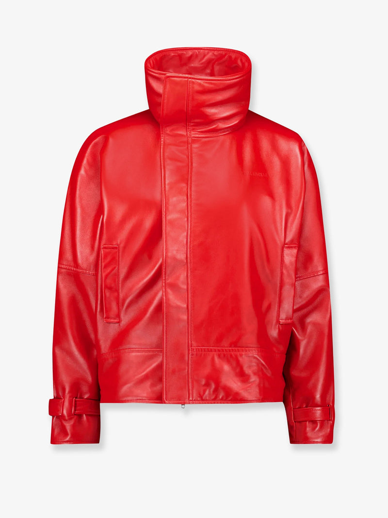 Balenciaga Balenciaga Arrotondato Leather Jacket Red Women - World Class Fashion