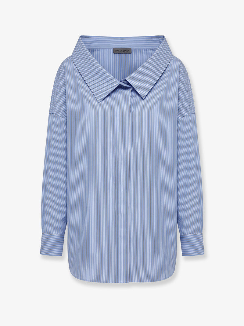 Balenciaga Balenciaga Oversized Cotton Stole Shirt Blue - World Class Fashion