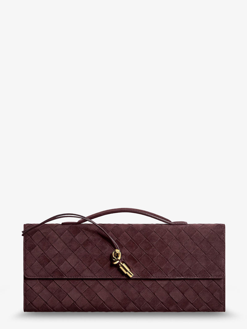 Bottega Veneta Bottega Veneta Andiamo Suede Clutch With Intrecciato Pattern - World Class Fashion