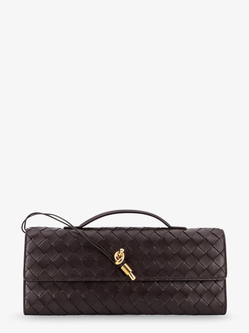 Bottega Veneta Bottega Veneta Andiamo Leather Clutch Black - World Class Fashion