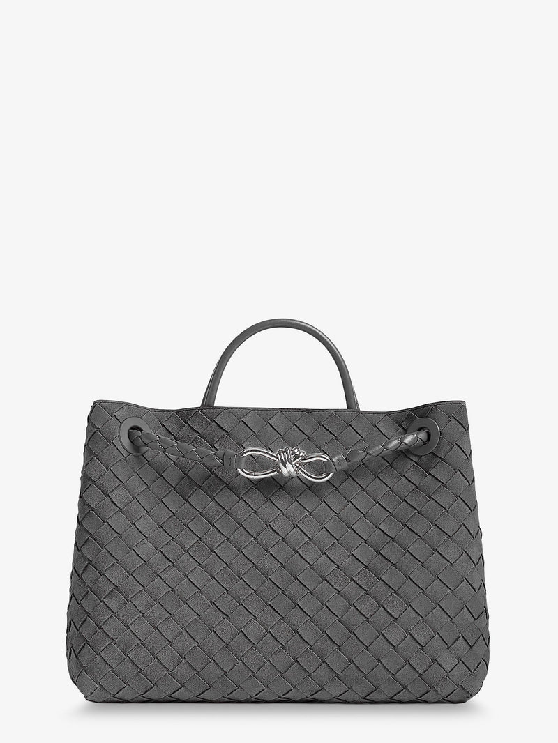 Bottega Veneta Bottega Veneta Andiamo Medium Suede Handbag Grey - World Class Fashion