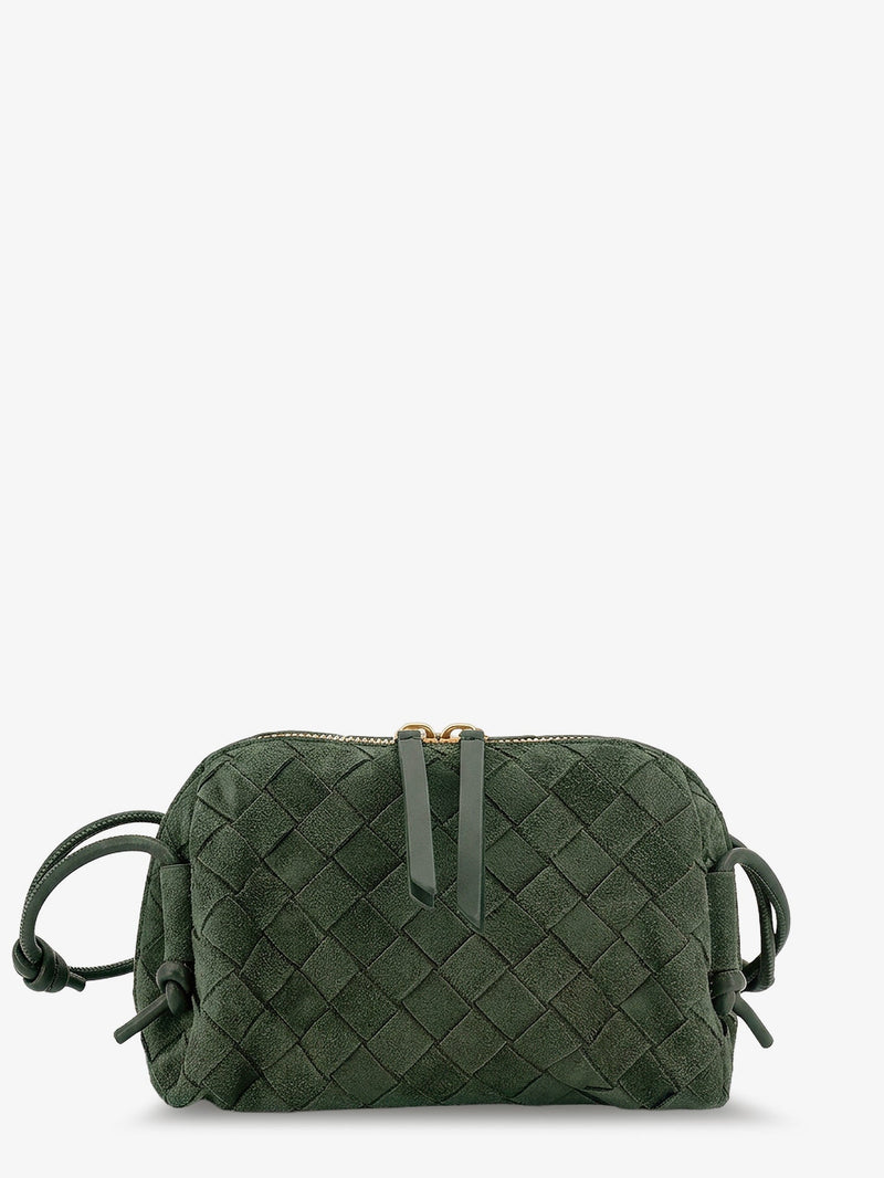 Bottega Veneta Bottega Veneta Concert Pochette Suede Crossbody Bag Green - World Class Fashion
