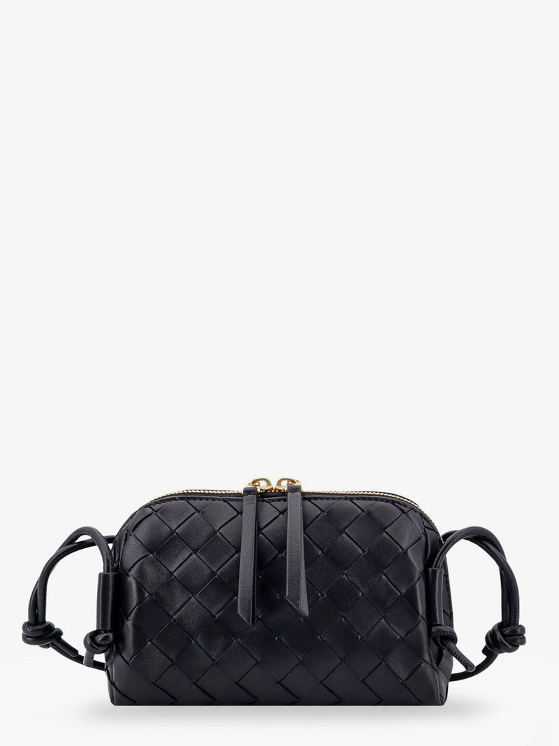 Bottega Veneta Bottega Veneta Concert Pouch Leather Crossbody Bag Black - World Class Fashion