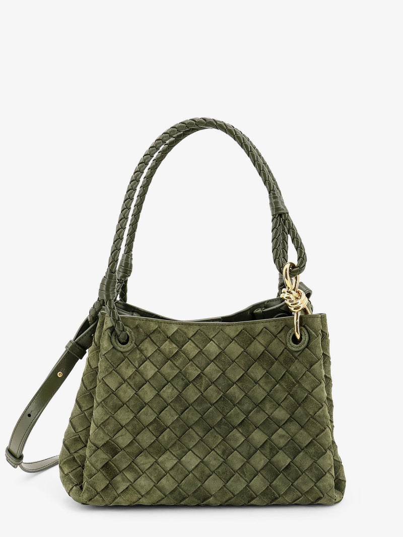 Bottega Veneta Bottega Veneta Parachute Suede Shoulder Bag Green - World Class Fashion