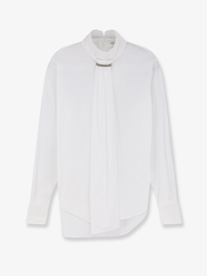 Brunello Cucinelli Brunello Cucinelli Cotton Blend Shirt White with Monili Detail - World Class Fashion