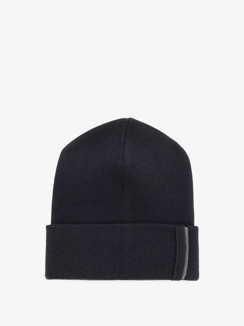 Brunello Cucinelli Brunello Cucinelli Cashmere Hat with Monili Detail Black - World Class Fashion