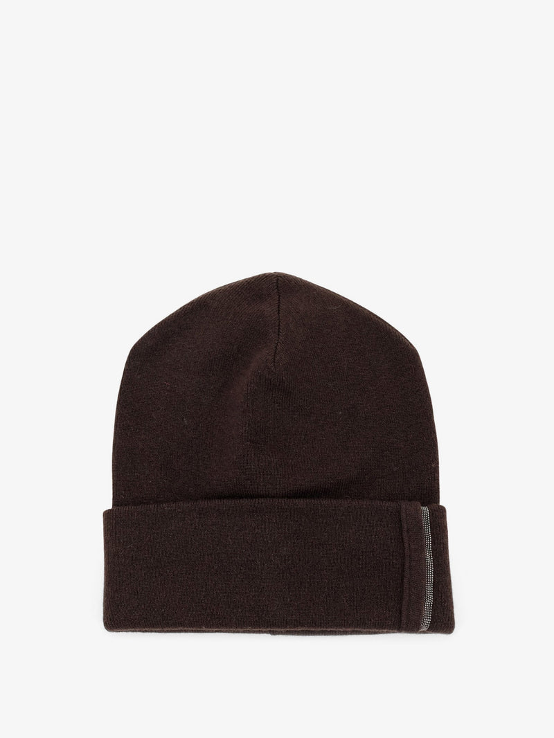 Brunello Cucinelli Brunello Cucinelli Cashmere Hat with Monili Brown - World Class Fashion