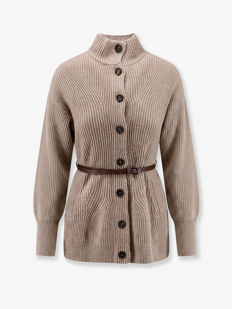 Brunello Cucinelli Brunello Cucinelli Wool Cashmere Silk Cardigan Beige - World Class Fashion