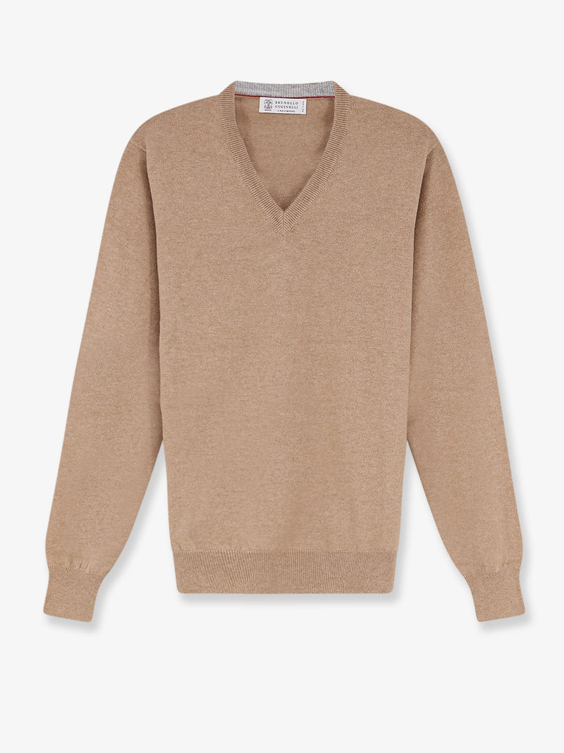 Brunello Cucinelli Brunello Cucinelli Cashmere V-Neck Sweater Beige - World Class Fashion